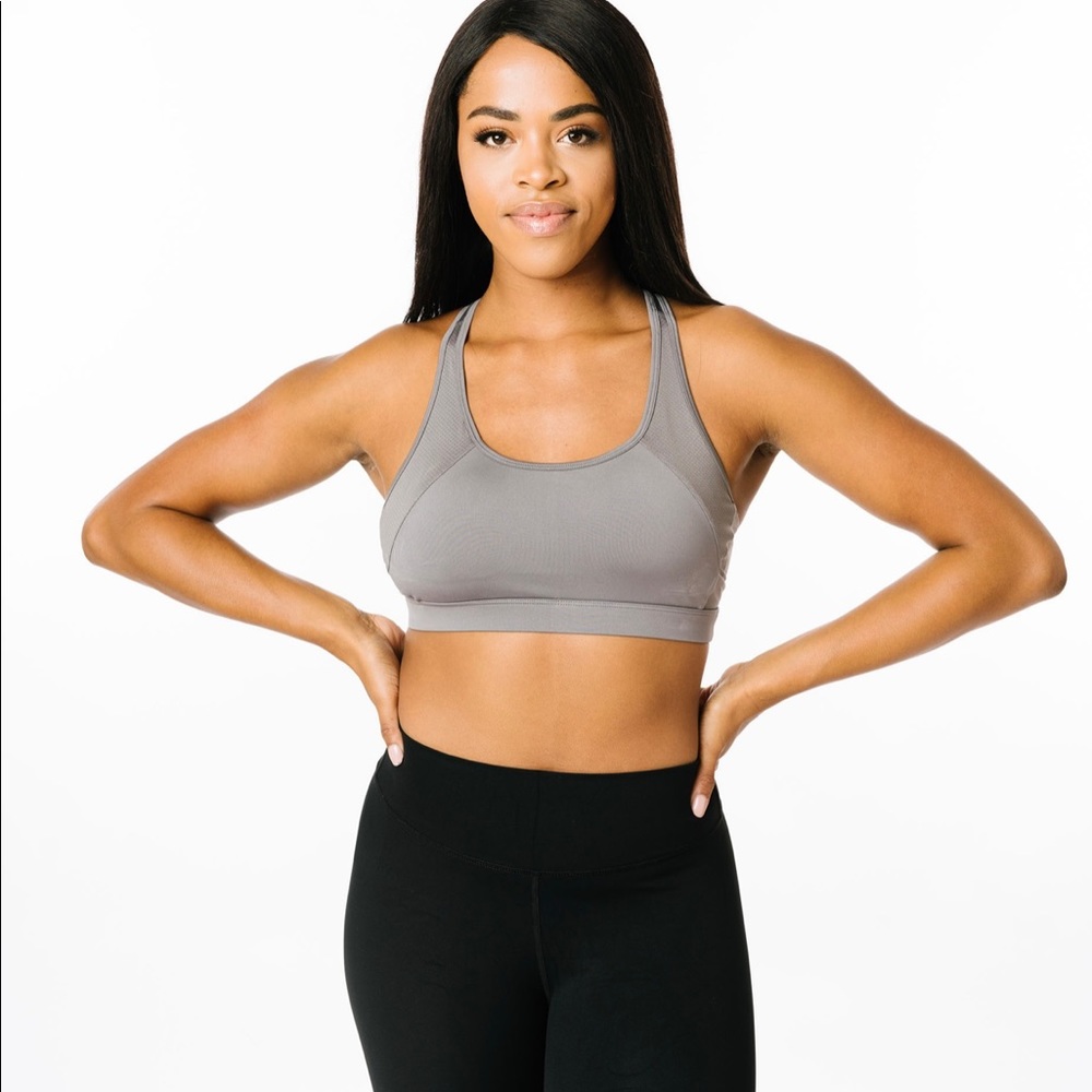 NWT Zyia Active Gray Classic Mesh Sports Bra Size Large